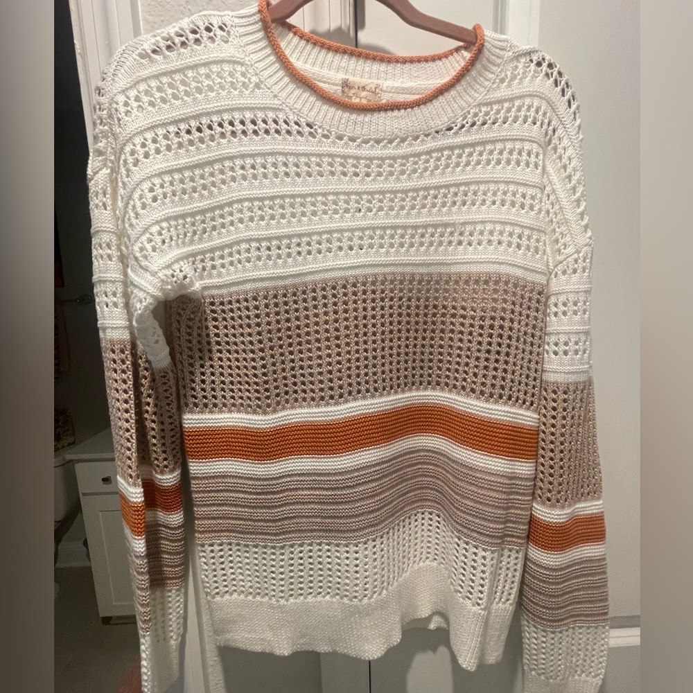 Hem & Thread Women's Knit Sweater - Cream, Tan, and Rust